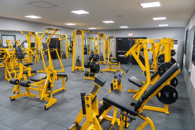 An interior shot of the Wall Fitness Center at Camp Henry, Republic of Korea, Aug. 5, 2022. The upgraded fitness center now has a dedicated functional fitness area to help Soldiers prepare for their Army Combat Fitness Tests.