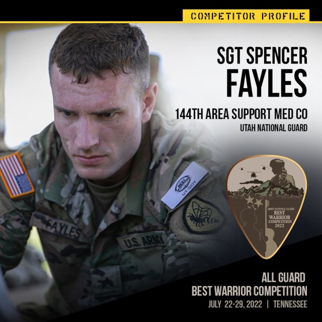 Army Sgt. Spencer Fayles, a combat medic assigned to the 144th Area Support Medical Company.