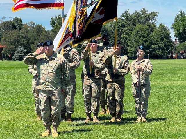 the 84th training Command Color Guard present arms