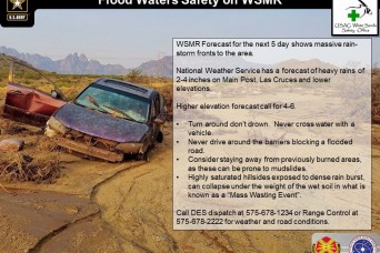 FLOOD SAFETY NOTICE: WSMR Forecast for the next 5 days shows massive rain-storm fronts to the area.