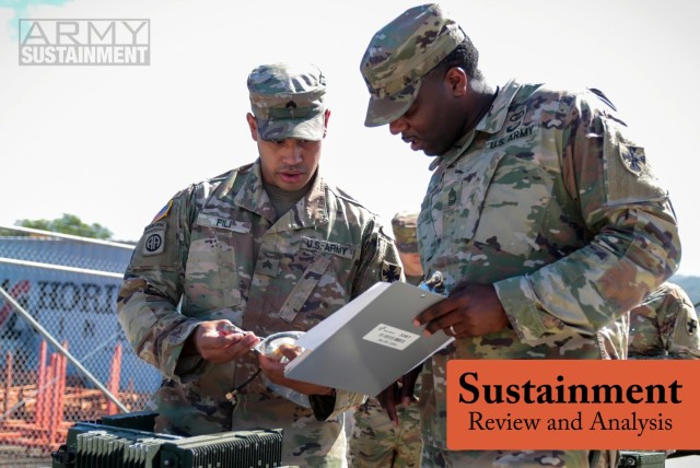 U.S. Army Soldiers, assigned to the 8th Special Troops Battalion, 8th Theater Sustainment Command, sign out radios during weekly motorpool maintenance on Fort Shafter, Hi., July 09, 2019. Soldiers conducted a weekly PMCS on their vehicles and logged any deficiencies on a DA Form 5988.
