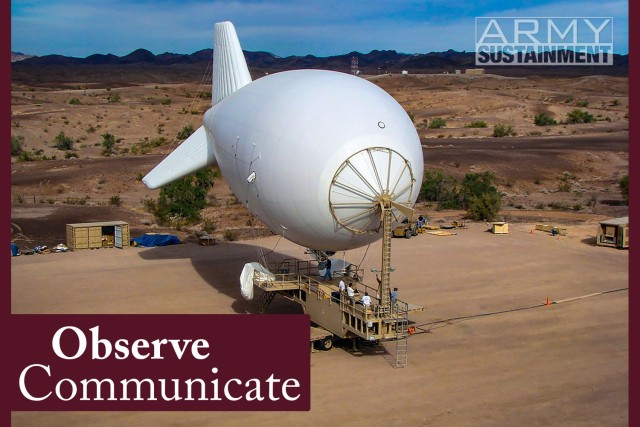 The Persistent Threat Detection System is maintained by civilian contractors from Lockheed Martin to observe and support International Security Assistance Force elements from high above the battlefield. The PSDS is a tethered aerostat-based system, capable of staying aloft for weeks at a time and providing round-the-clock surveillance of broad areas. The Army began using PTDS in Afghanistan and Iraq in 2004. 