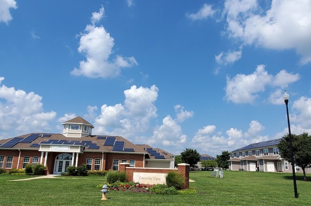 Fort Detrick had solar panels installed on 243 homes as part of a 1.7-megawatt green energy project in 2016. In May 2022, it was announced that Fort Detrick is installing a 6-megawatt Battery Energy Storage System (BESS).