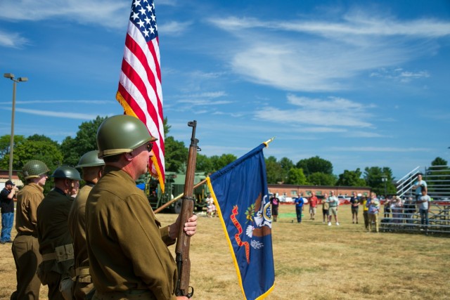 WWI Commemorative Honor Guard posted the colors during the Fort Devens Day opening ceremony. 