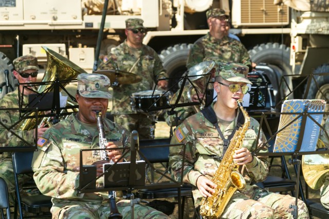 99th Readiness Division’s 78th Army Band played the National Anthem at the Fort Devens Day ceremony