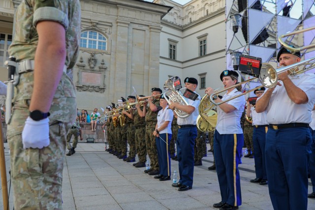 Big Red One Band Conducts Dress Rehearsal with NATO Ally Bands