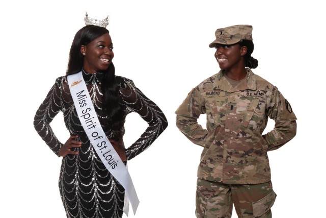 1st Lt. Donna Gilbert, executive officer for Company B, 3rd Battalion, 10th Infantry Regiment, won the Miss Spirit of St. Louis scholarship pageant Aug. 29. She will compete in the Miss Missouri pageant in June. 