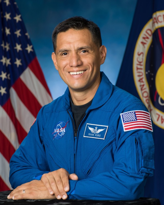 Lt. Col. Frank Rubio poses for his official astronaut photo. Rubio, who joined the Army in 1998 as a means to pay for college, earned a Doctorate of Medicine and went on to have an extensive military career. He has flown more than 1,100 hours,...