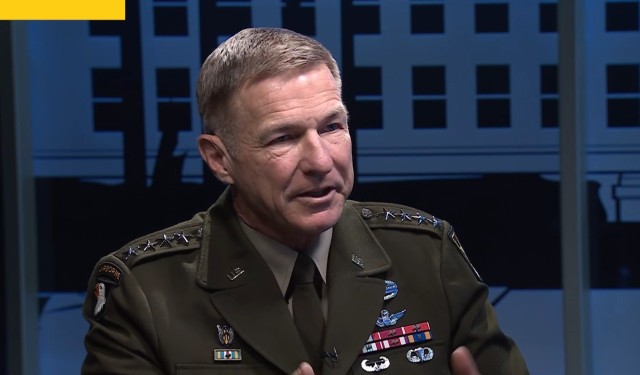 Gen. James C. McConville, the Army&#39;s chief of staff, discusses the Army&#39;s plans to address recruiting shortfalls during the 2022 Defense One State of the Army conference on Sept. 7, 2022. 