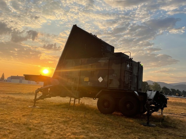 Sun rises over the Patriot Battery radar in Slovakia