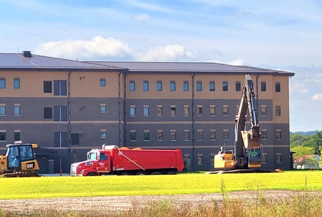 Final exterior grading takes place at fiscal year 2020-funded barracks project at Fort McCoy