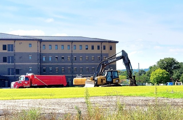 Final exterior grading takes place at fiscal year 2020-funded barracks project at Fort McCoy