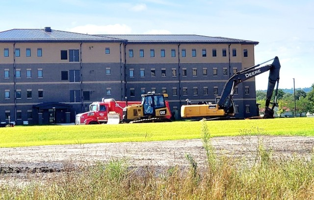 Final exterior grading takes place at fiscal year 2020-funded barracks project at Fort McCoy