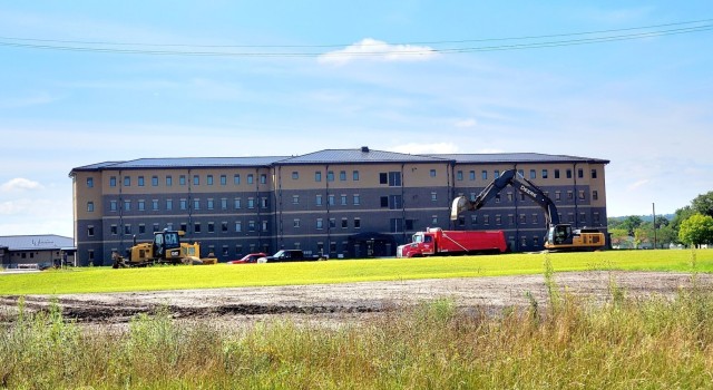 Final exterior grading takes place at fiscal year 2020-funded barracks project at Fort McCoy