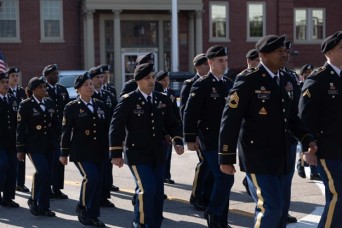 Soldiers from the 1st Theater Sustainment Command and Fort Knox participate in the Heartland Homecoming Parade