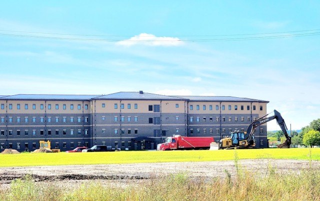 Final exterior grading takes place at fiscal year 2020-funded barracks project at Fort McCoy