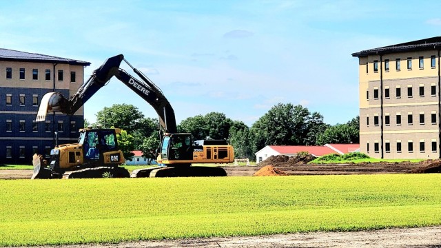 Final exterior grading takes place at fiscal year 2020-funded barracks project at Fort McCoy