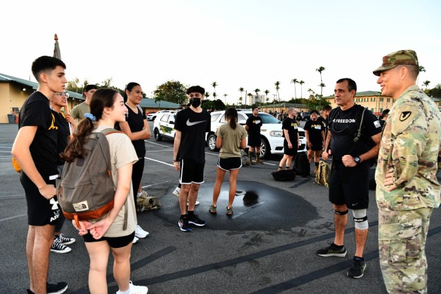 (R) Garrison Command Sgt. Maj. Roderick W. Hendricks welcomed Cadets from the Antilles High School JROTC, who participated in Fort Buchanan Garrison's tribute ceremonies and ruck march in remembrance of 9/11 conducted September 11, 2022 at the...
