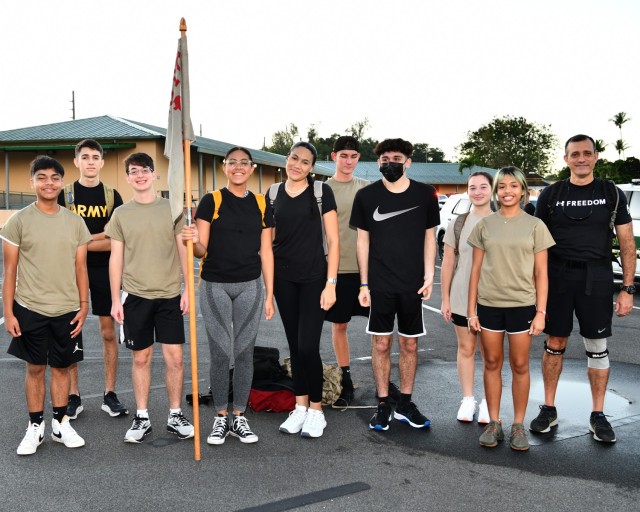 Members of the Fort Buchanan Antilles High School Junior Reserve Officers Training Corps (JROTC) accompanied by their leadership, Lt. Col. (R) Carlos Rivera particpated in the Remebrance event.