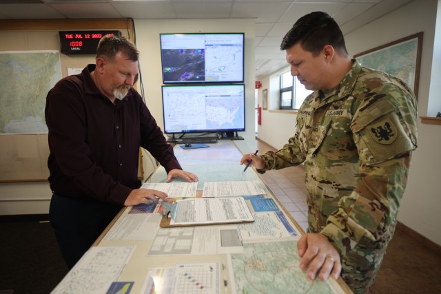 Air Force weather squadron personnel forecast safety for Army pilots flying into, out of Fort Knox