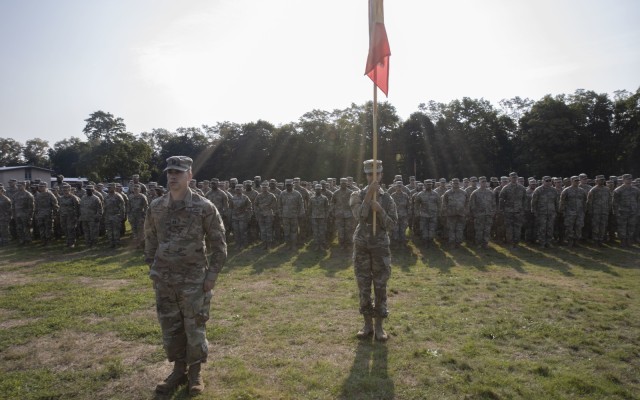 New York National Guard Soldiers assigned to the 369th Sustainment Brigade stand in formation during a farewell ceremony at Camp Smith, N.Y. Sept. 18, 2022. The brigade, known as the "Harlem Hellfighters" for the unit's service in...