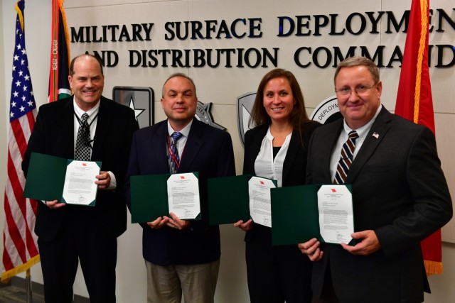 ASCIIA team, comprised of members of the Military Surface Deployment and Distribution Command’s Transportation Engineering Agency were presented a letter from SDDC commanding general September 7, 2022 for winning the U.S. Army’s Operational Analysis Study Award. 