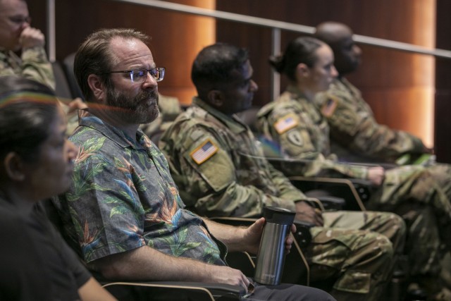 U.S. Army Pacific Staff listens to a brief at a Staff Orientation Course Sept. 7-9, 2022, on Fort Shafter, Hawaii. The course ensured attendees were acquainted with the mission of USARPAC and the resources available.