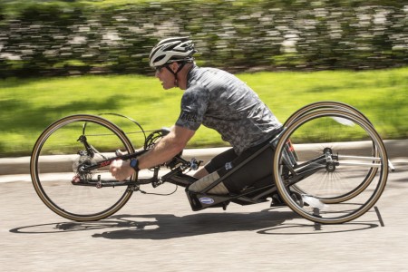 Army Sgt. 1st Class Brandt Ireland, a member of the U.S. Special Operations Command team, competes in cycling during the 2022 DOD Warrior Games in Orlando, Fla., Aug. 22, 2022. More than 200 wounded, ill and injured service members and veteran athletes are competing in 12 adaptive sporting events during the games.