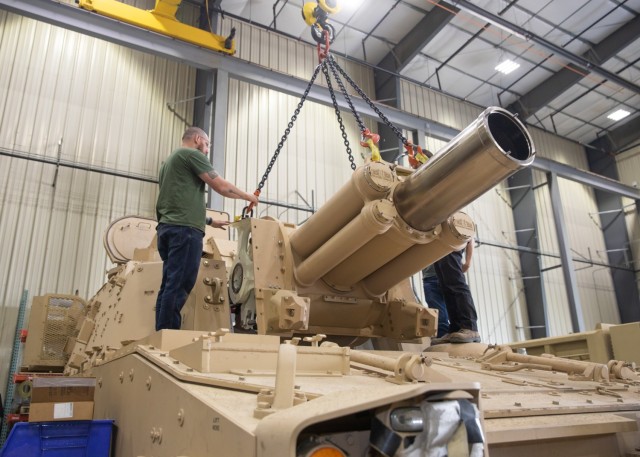 Gun mount installed in prototype Extended Range Cannon Artillery