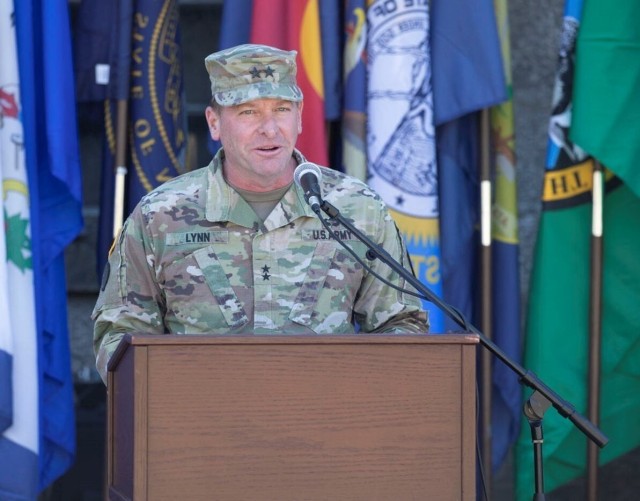 Maj. Gen. W. Scott Lynn addresses the crowd