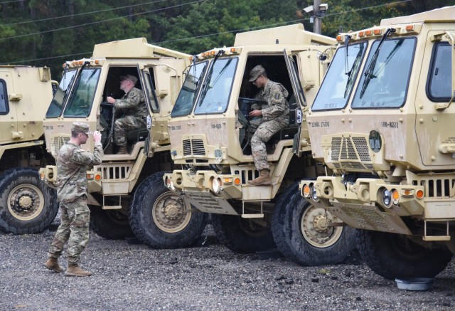 Virginia National Guard Soldiers prepare for possible severe weather from Hurricane Ian Sept. 30, 2022, in Powhatan, Virginia. Soldiers assigned to the 180th Engineer Company, 276th Engineer Battalion, 329th Regional Support Group, were prepared to provide high mobility transport and clear debris if needed.
