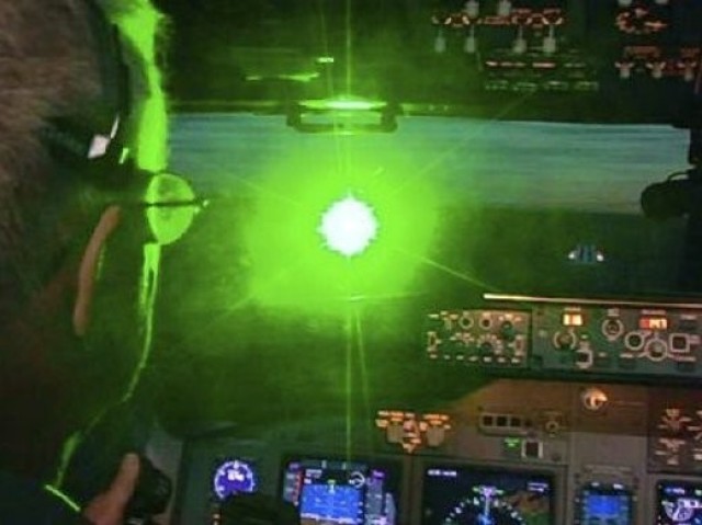 Officials are reminding the community how dangerous it is to shine a laser at an aircraft.