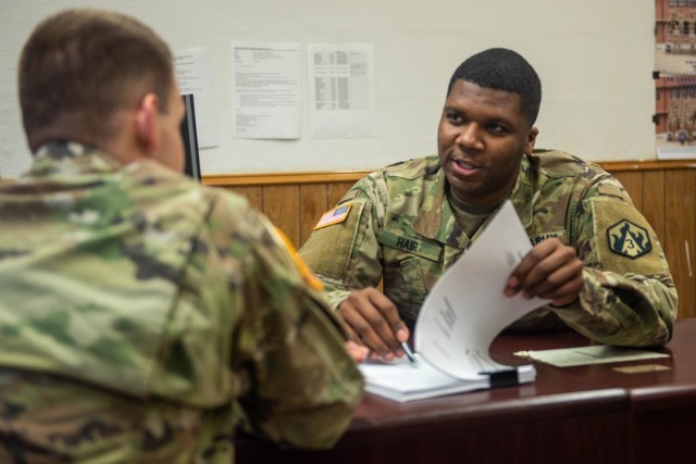 First Lt. Davontae Hair is responsible for the counseling of Soldiers on all personnel matters as part of his role as the S1 officer in charge for the 3rd Battalion, 10th Infantry Regiment. Hair was recently named the Adjutant General’s Officer of the Year by the U.S. Army Training and Doctrine Command.