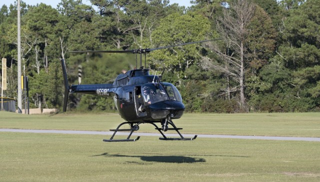 A Richland County Sheriff's Department helicopter comes in for a landing at Hilton Field during the Fort Jackson National Night Out Oct. 4. National Night Out is an annual event aimed at building relationships between law enforcement and the public through face-to-face interactions.