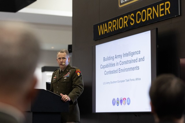 Maj. Gen. Wasmund opens the US Army Warriors Corner presentation on the Africa Data Science Center