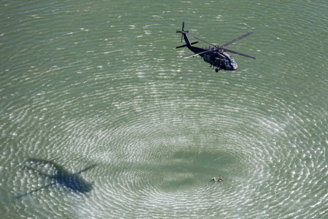 The Tennessee Helicopter Aquatic Rescue Team partnered with local and state first responders during a joint search and rescue exercise Oct. 19, 2022, on Kentucky Lake. (Capt. Kealy Moriarty)