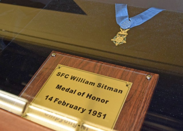 One of the most treasured artifacts at the 2nd Infantry Division, Eighth Army and Korean Theater of Operations Museum on U.S. Army Garrison Humphreys, South Korea, is the Medal of Honor belonging to Sgt. 1st Class William Sitman who was killed during the Battle of Chipyong ni in 1951. Sitman Gym on Camp Humphreys is named after him.