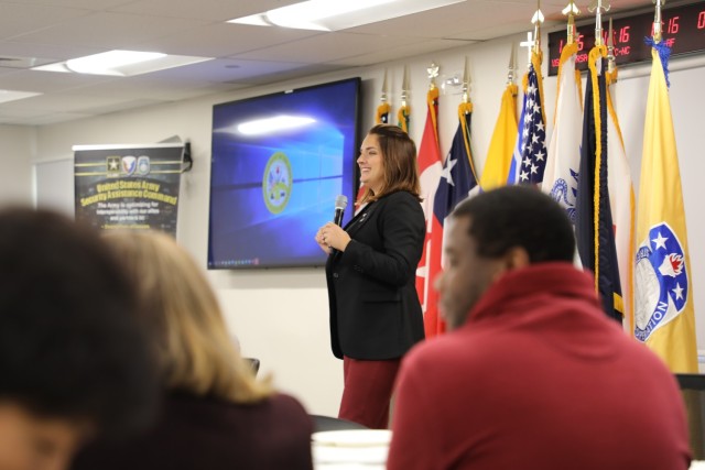 U.S. Army Security Assistance Command&#39;s Security Assistance Liaison Office Program Manager Terra Good kicks off the 2022 International Buffet at New Cumberland Pennsylvania Oct. 20, 2022.  Good works alongside 16 SALO officers to ensure the...