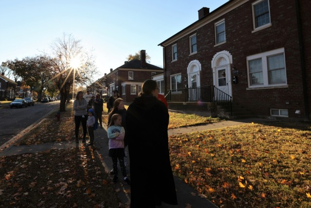 Participants in the 2022 Haunted Knox Walk Oct. 27 are guided through Johnson Neighborhood to the second of five stops on the tour.