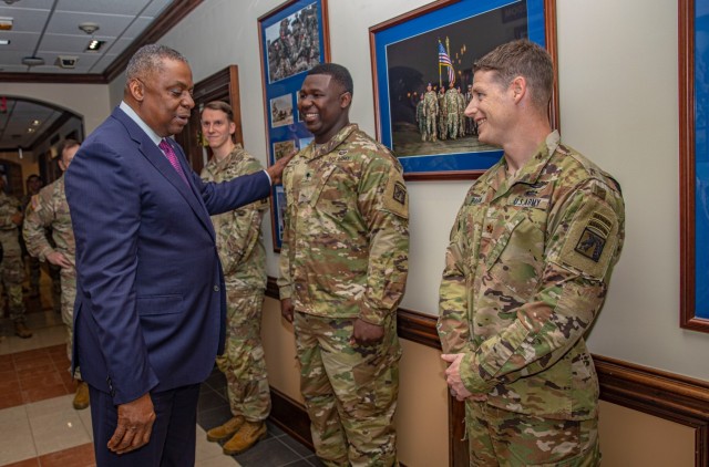 Secretary of Defense Lloyd Austin III visits Fort Bragg to show appreciation for European deployers