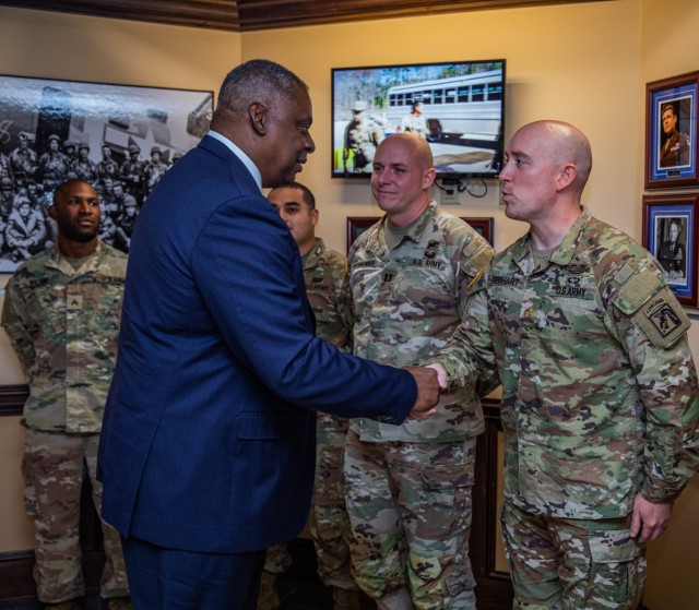 Secretary of Defense Lloyd Austin III Visits Fort Bragg to Show Appreciation for Europe Deployers.