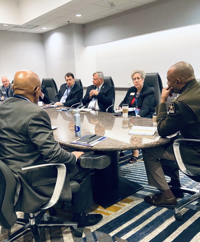 DCS, G-9 LTG Kevin Vereen leads discussion with Civilian Aides to the Secretary of the Army (CASAs) at the Association of Defense Communities Installation Innovation Forum Oct. 31, 2022, in Phoenix. 
