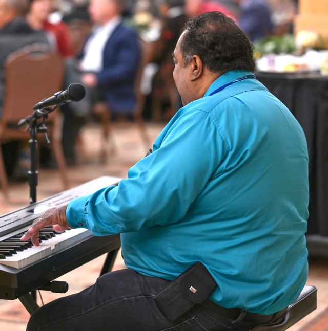 Daryl Davis performs music at Army Chaplain Corps Religious Leader Symposium 9 Prayer Breakfast