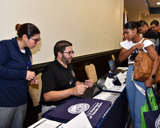 The Department of Veterans Affairs had many tables providing personal assistance in claims processing and inquiries; burial and memorial benefits; compensation; pensions; appeals; life insurance; eligibility and enrollment; education benefits; Veteran Readiness and employment and more.