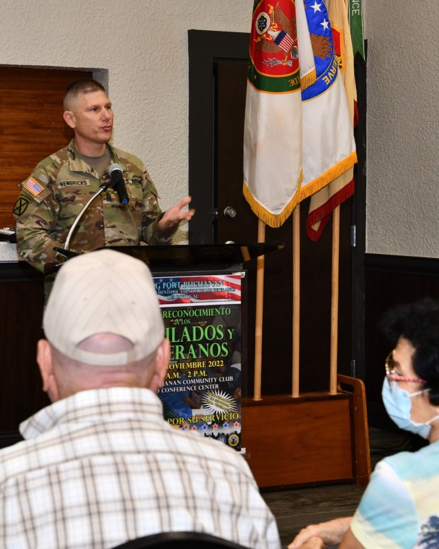 “Thank you all for attending, we have here so many great veterans and supporting organizations here today. We want you today to walk away with an abundance of information. I am honored to be here to carry the guidon of the services available for our Retirees and Veterans,” said Fort Buchanan Garrison Command Sgt. Maj. Roderick W. Hendricks as he addressed the Retiree Appreciation Day event at the installation’s Community Club and Conference Center, November 10, 2022.