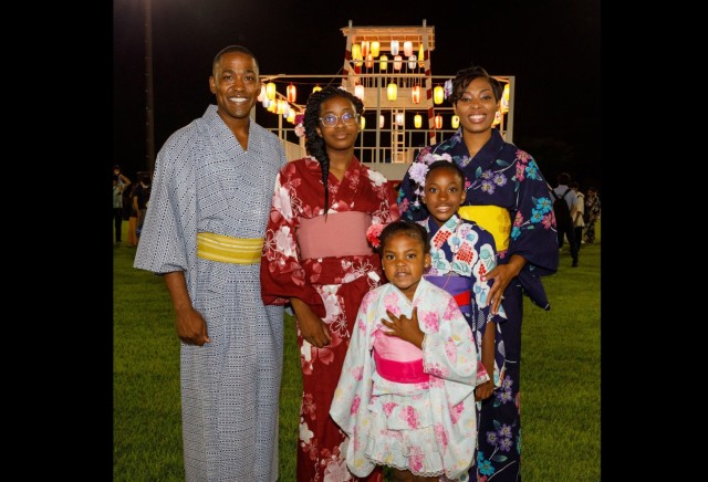 Command Sgt. Maj. Justin E. Turner, senior enlisted leader of U.S. Army Garrison Japan, and his family enjoy the Bon Odori festival at Camp Zama, Japan, Aug. 6, 2022. Turner recently spoke about his time in Japan before he relinquishes his...
