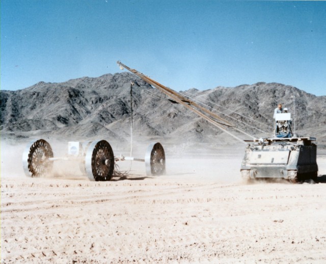 In 1966, the mobility test article (MTA), a precursor to the lunar rover, came to U.S. Army Yuma Proving Ground for engineer design evaluations.