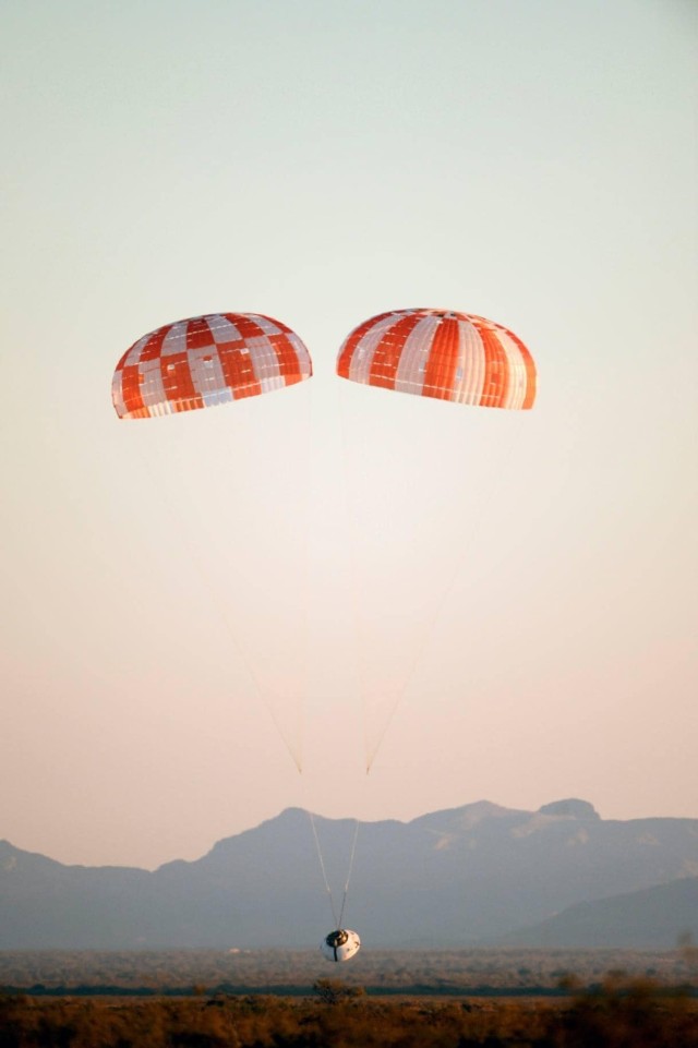 The capsule parachute assembly system (CPAS) of the Orion Spacecraft underwent extensive developmental testing at YPG in recent years.