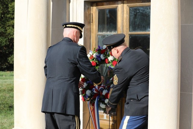 84th command team place wreath at Taylor&#39;s Mausoleum