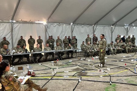 40th Infantry Division leaders conduct a combined arms rehearsal during a command post exercise, September 13, 2022 in preparation for their November Warfighter exercise. A warfighter exercise is a 10-day training event used as a capstone for division and corps echelons and is typically conducted bi-annually.